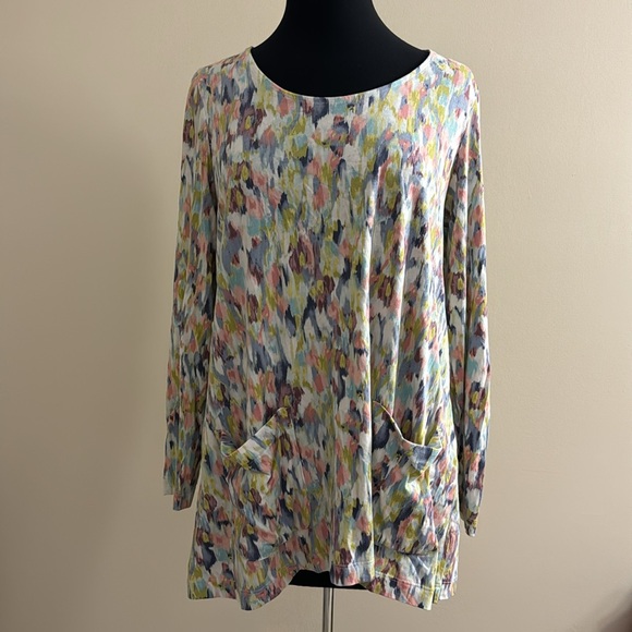 Purejill Multi Color Long Sleeve Top with 2 Front Pockets EUC Size XL - Picture 4 of 10